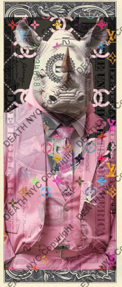 $1 USD ’280325$5’’ (2025) Edition of 100 hippo $1 bill Art Print