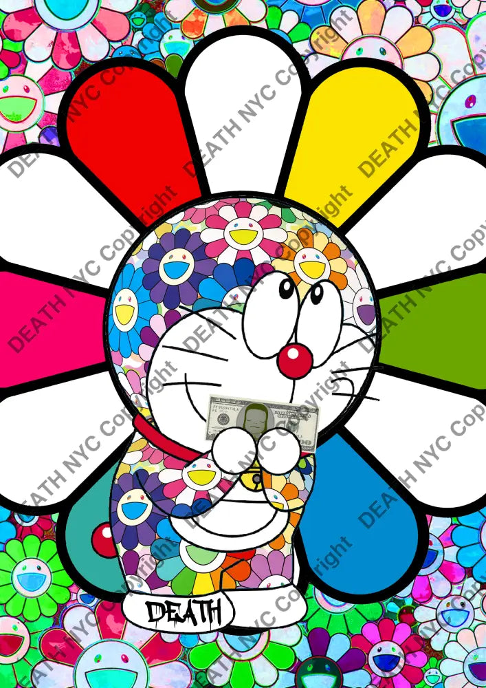 Auction ’big flower cat’ art print 45x32cm (Edition of 100) Art Print