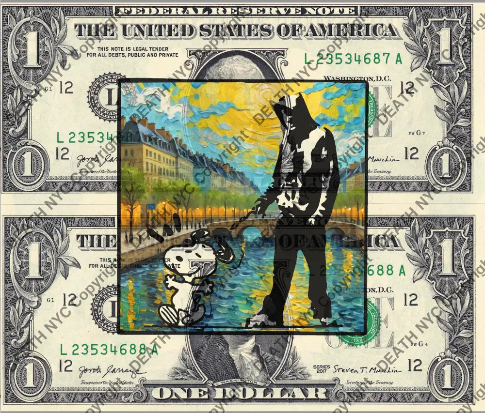 Auction DOUBLE USD $1 Original artwork 050724D14 bank Art Print
