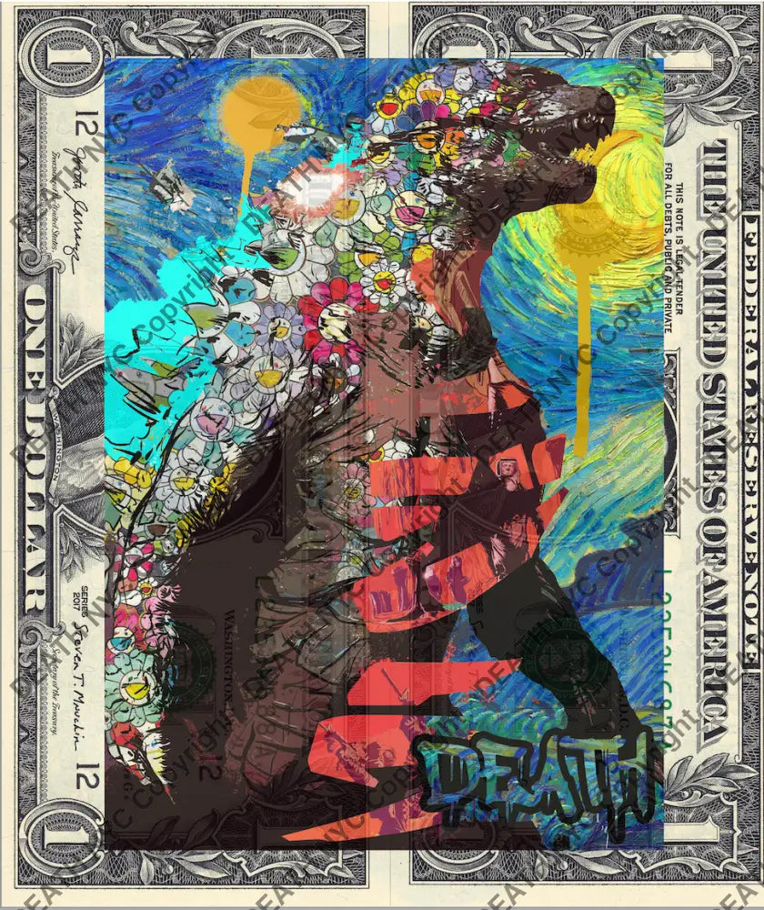 Auction DOUBLE USD $1 Original artwork 060622D13 godz - Art Print