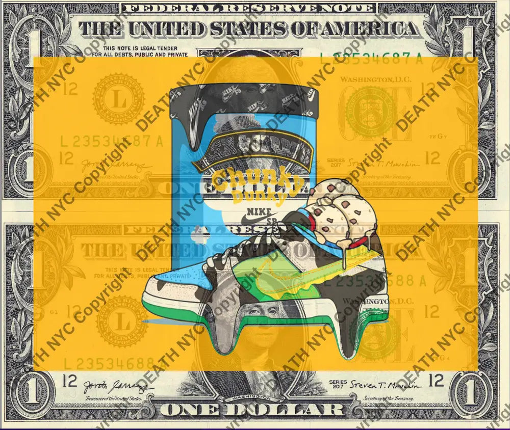 Auction DOUBLE USD $1 Original artwork 061225D17 sneak Art Print