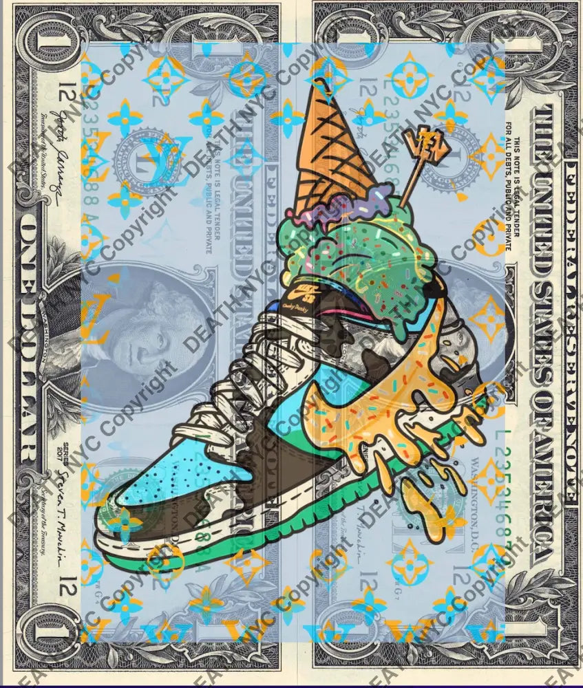 Auction DOUBLE USD $1 Original artwork 061225D6 sneak Art Print