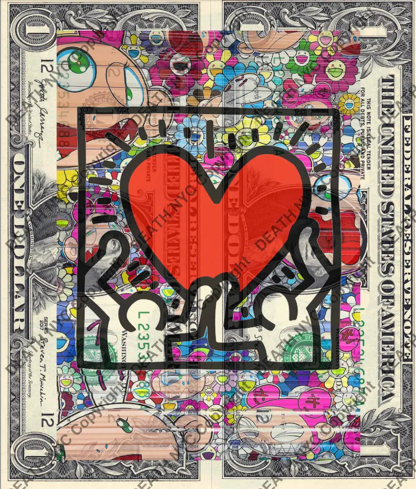 Auction DOUBLE USD $1 Original artwork 080425D8 har - Art Print