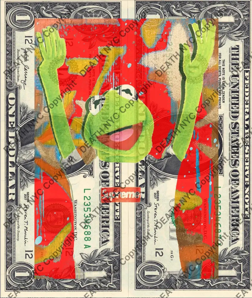 Auction DOUBLE USD $1 Original artwork 150126D13 ker mit Art Print