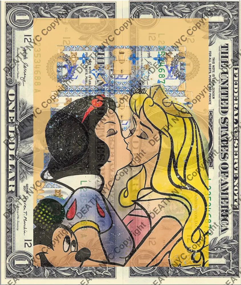 Auction DOUBLE USD $1 Original artwork 161225D2 kiss Art Print