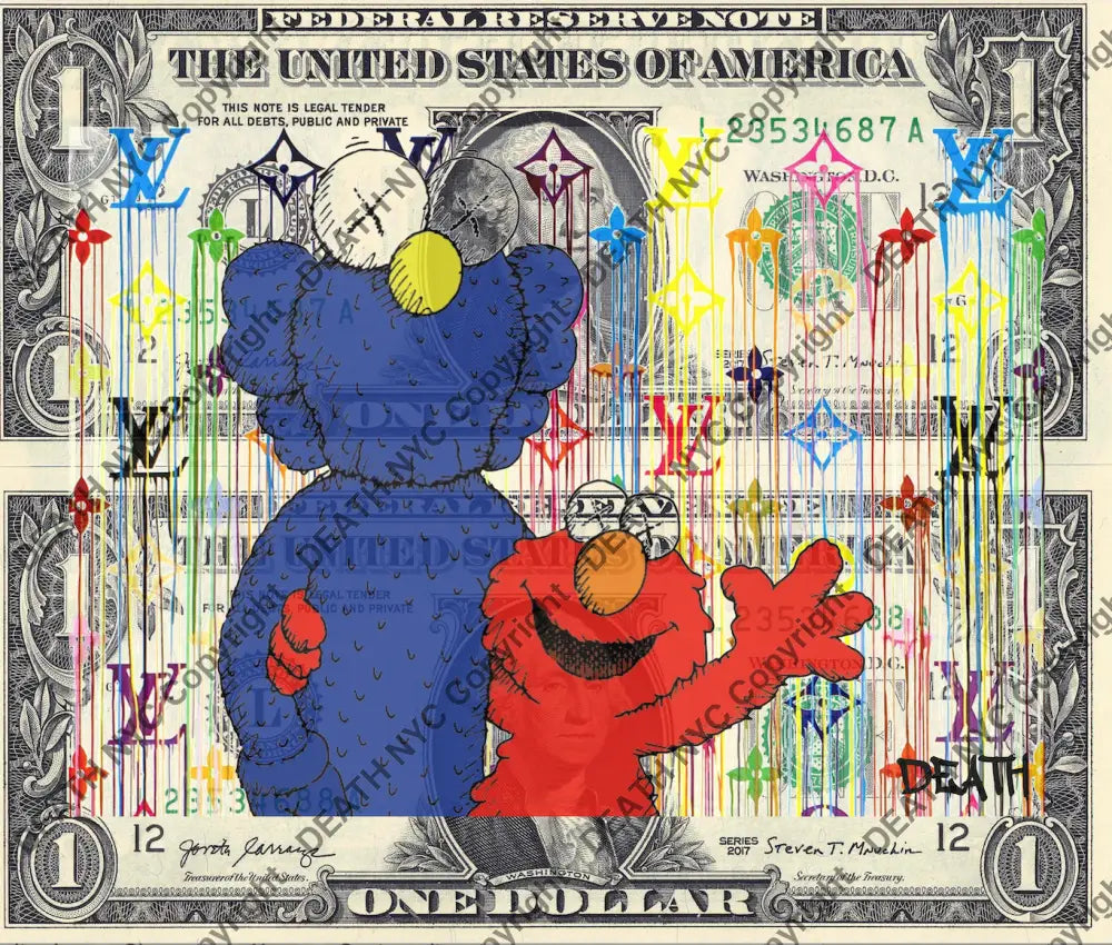 Auction DOUBLE USD $1 Original artwork 170722D5 x Art Print