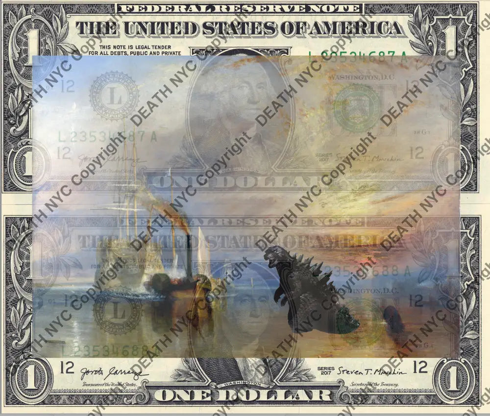 Auction DOUBLE USD $1 Original artwork 231221D16 godz - Art Print