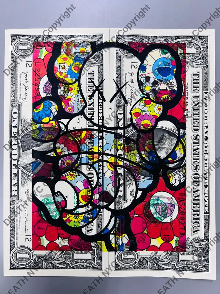 Auction DOUBLE USD $1 Original artwork Run red Art Print