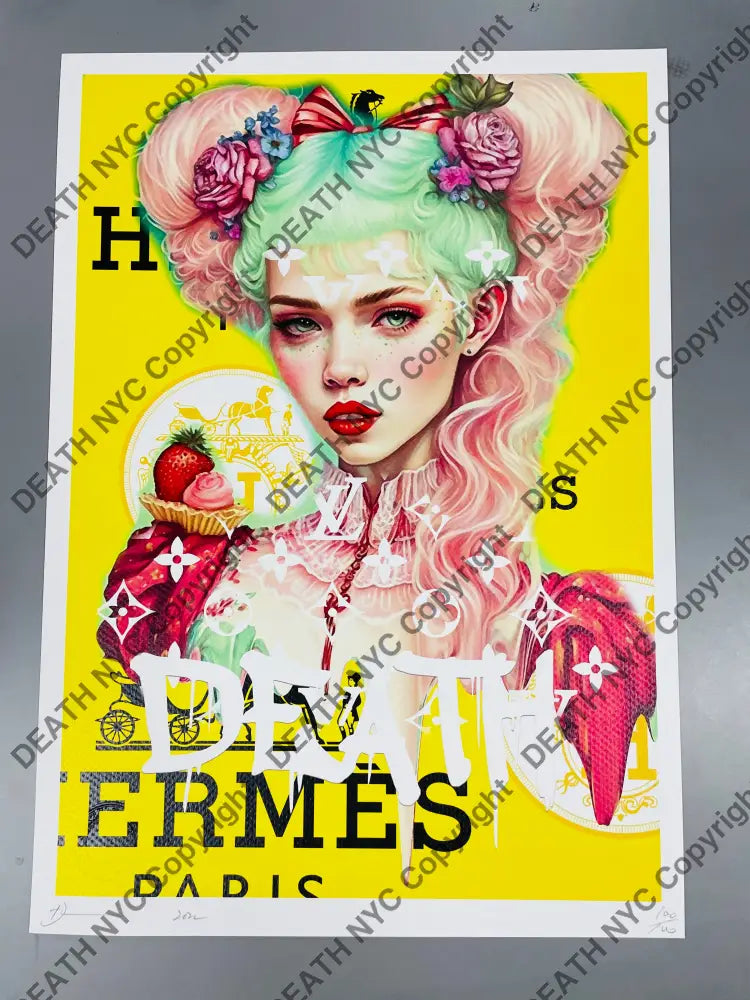 Auction ’drama pink green’ 45x32cm (Edition of 100) (2022) Art Print