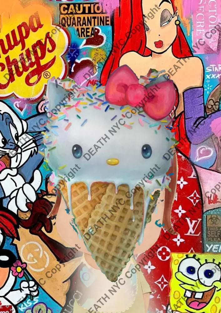 Auction ’kitty cone’ 45x32cm (Edition of 100) AUC114 Art Print