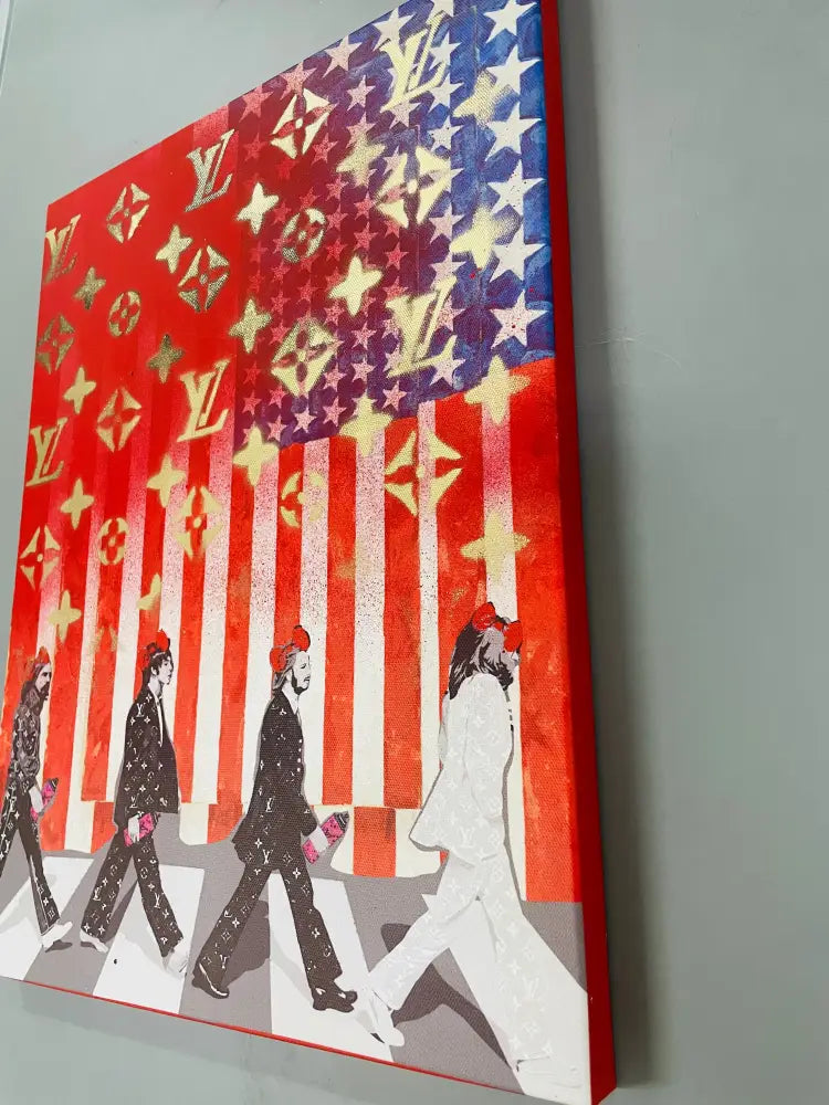 ’Beatles Usa’ Limited Edition Canvas With Stencil & Mixed Media (Edition Of One) (2024) Art Print