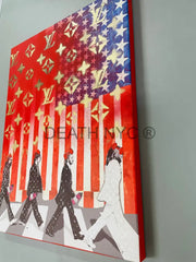 ’Beatles Usa’ Limited Edition Canvas With Stencil & Mixed Media (Edition Of One) (2024) Art Print