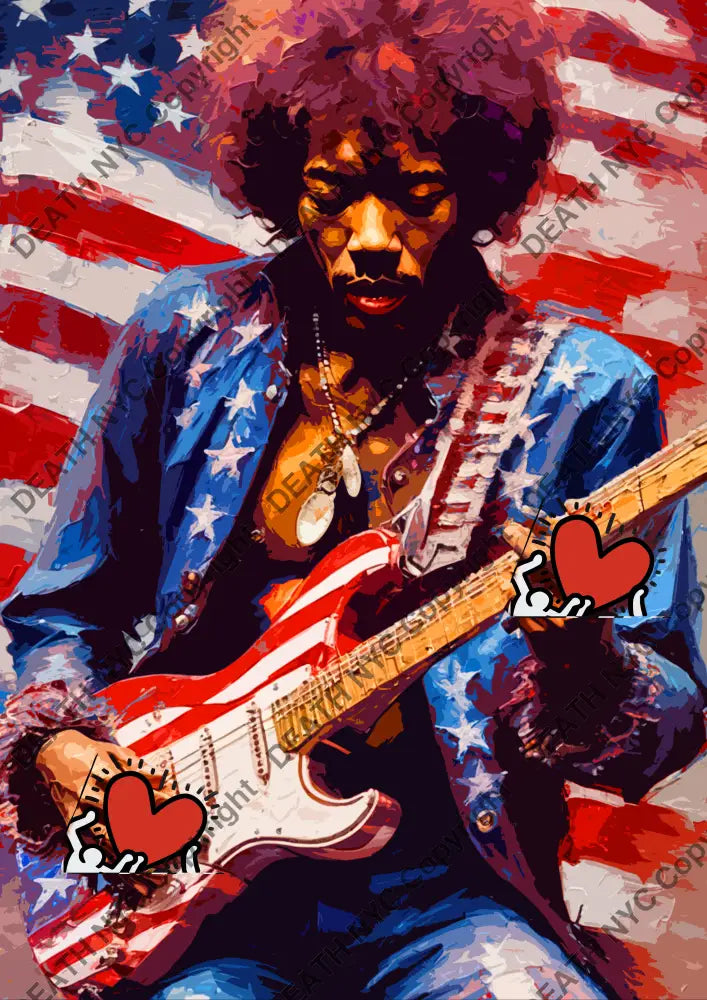 ’Deathzb74’ 45X32Cm Hendrix (Edition Of 100*) (2024) Art Print