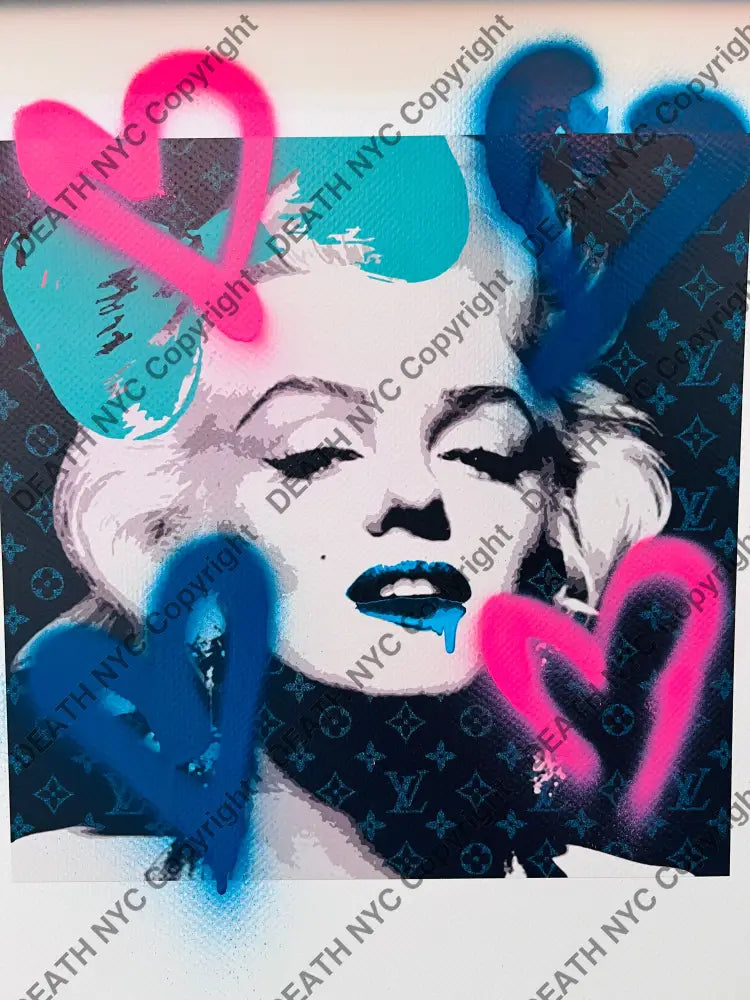 ’Monr blue heartss’ (Edition of One) Mixed Media 2026 Art Print