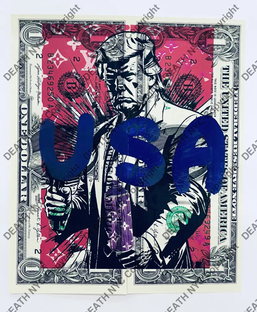 ’Usa Tr P’ Double Us Dollar Hand Written (Edition Of One) 2024 Art Print
