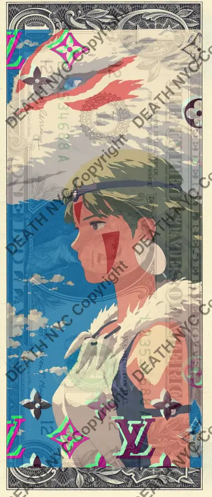 $1 USD ’180525$3’’ (2025) Edition of 100 princess $1 bill Art Print