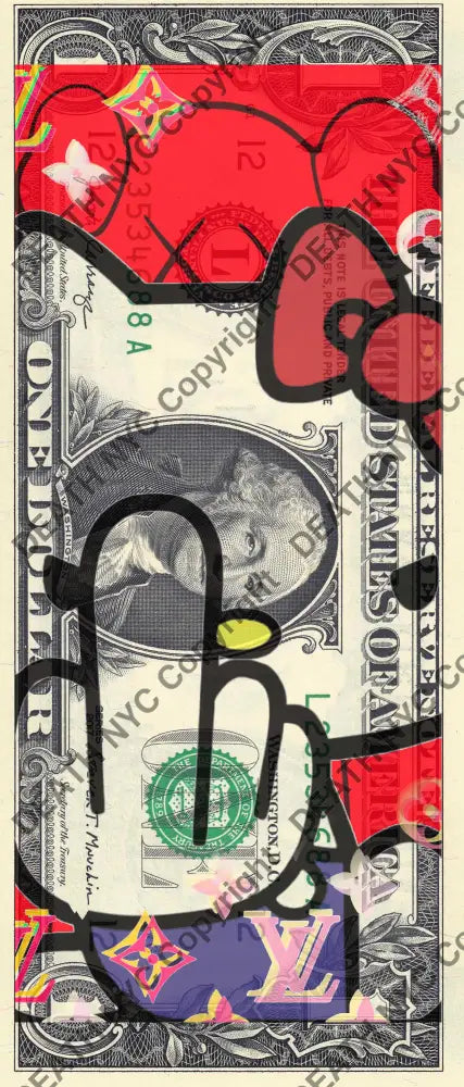 $1 USD ’290525$9’’ (2025) Edition of 100 kitty $1 bill Art Print