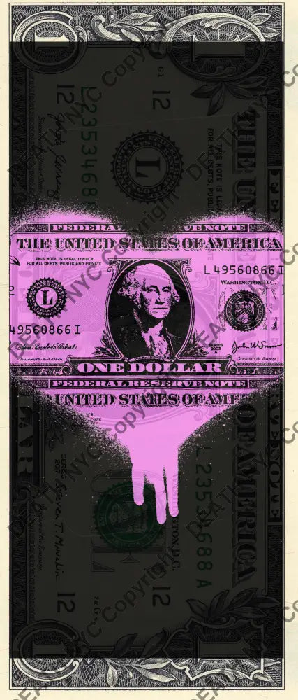 $1 USD ’311221$25’’ (2021) Edition of 100 heart $1 bill Art Print