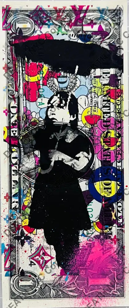 ’11051 rain girl splash’ US Dollar Mixed Media (Edition of one) 2025 Art Print
