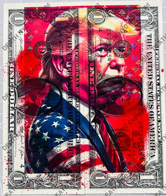 ’11056 tr p splash’ Double US Dollar Mixed Media (Edition of one) 2025 Art Print
