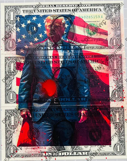 ’110568 tr p flag’ Triple US Dollar Mixed Media (Edition of one) 2025 Art Print