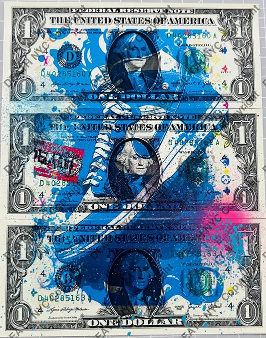’110569 sneak blue’ Triple US Dollar Mixed Media (Edition of one) 2025 Art Print