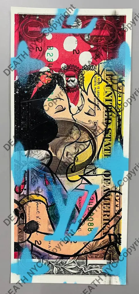 ’24013 Princess Kissing’ Us Dollar Mixed Media (Edition Of One) 2025 Art Print