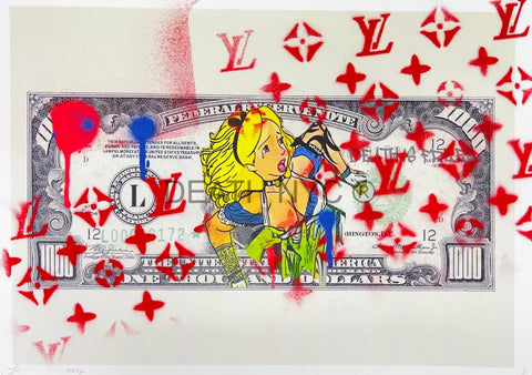 ’Alice $100’ Original On Paper Stencil (Edition Of One) 2024 Art Print