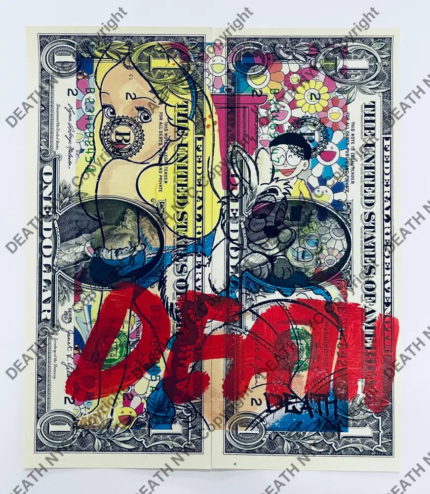 ’Alice’s Death’ Double Us Dollar Hand Written (Edition Of One) 2024 Art Print