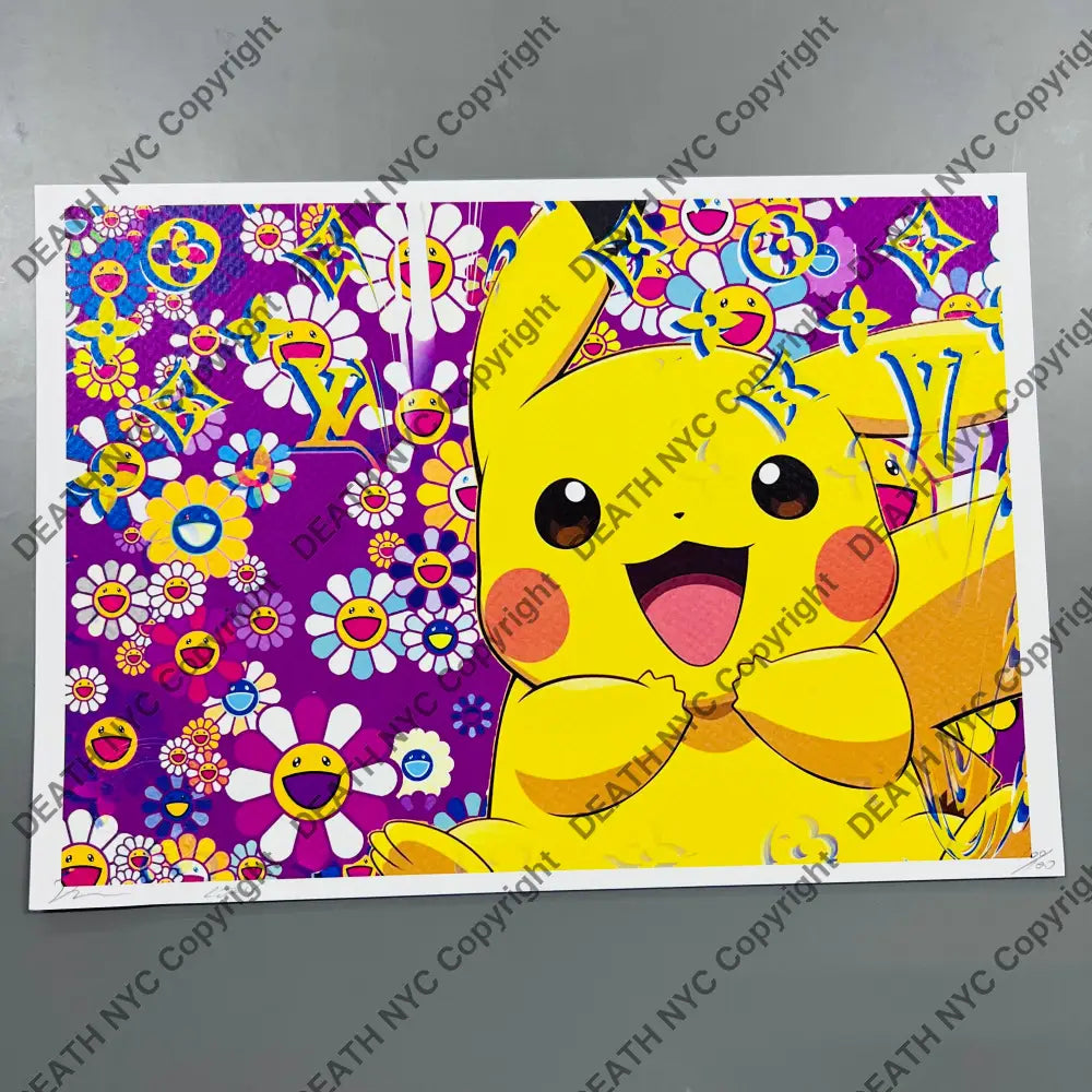 Auction 21cm x 29.7cm Edition of 100 Pika Purple Art Print Art Print