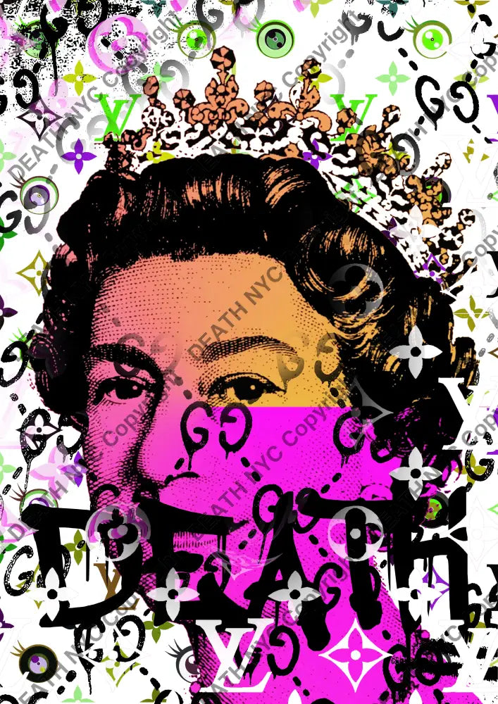 Auction 45cm x 32cm Edition of 100 AUC22 Queen face Art Print