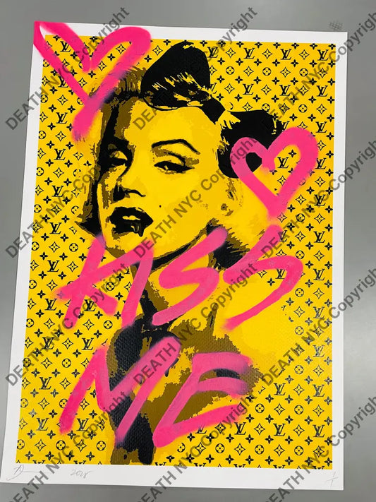 Auction 45cm x 32cm Edition of ONE Monr Kiss Yel Art Print