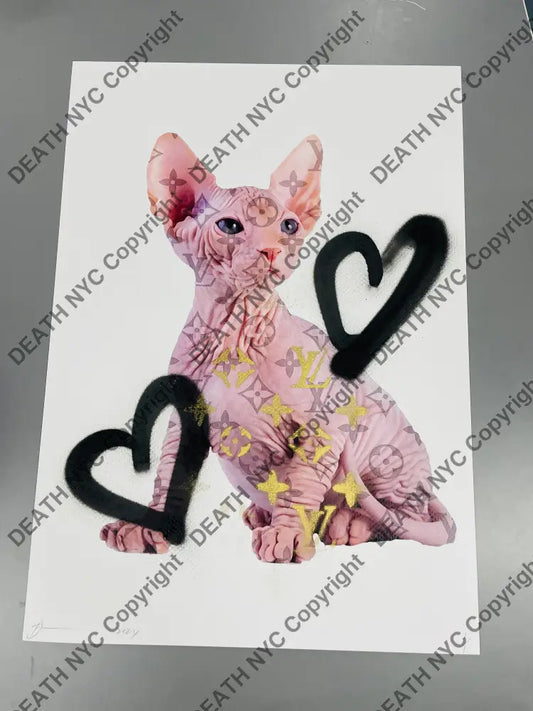 Auction 45cm x 32cm Edition of ONE No Hair Cat Art Print