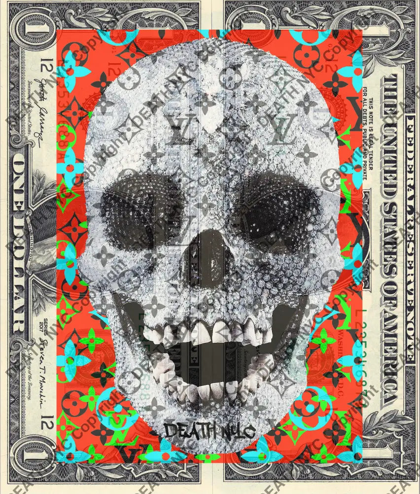 Auction DOUBLE USD $1 Original artwork 010821D14 skull Art Print