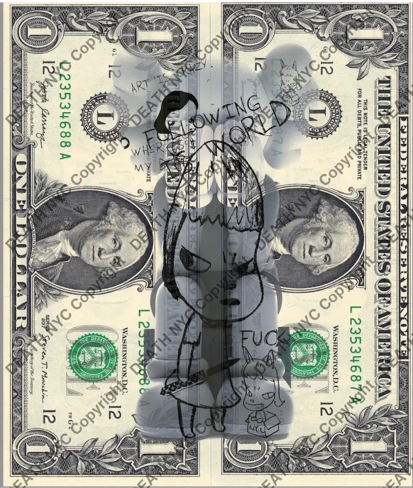 Auction DOUBLE USD $1 Original artwork 021021D12 x - Art Print