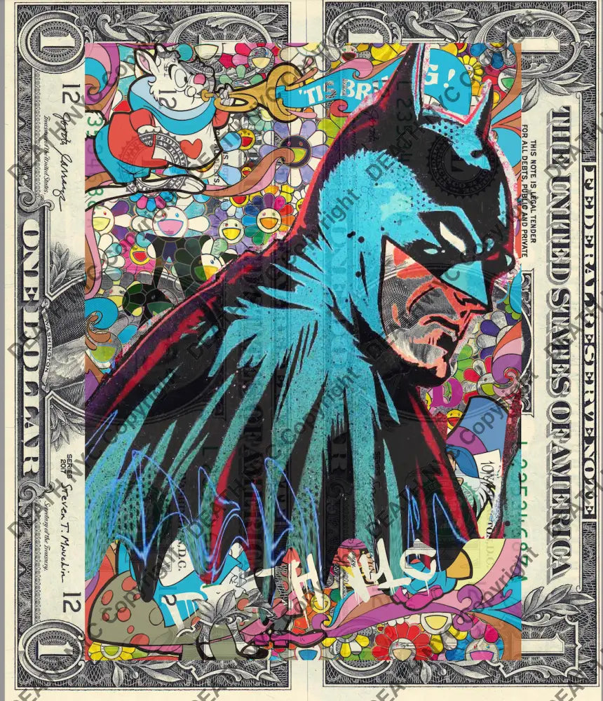 Auction DOUBLE USD $1 Original artwork 021023D12 bat Art Print