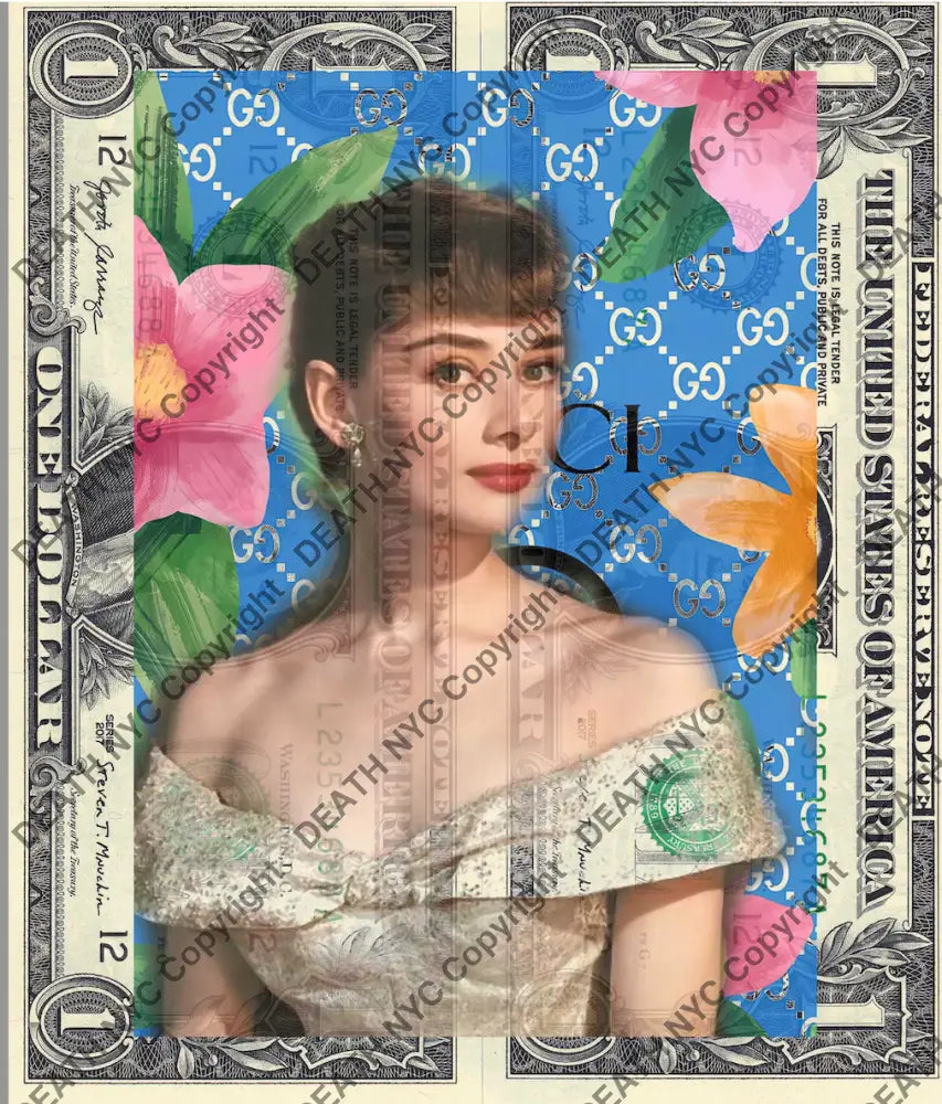 Auction DOUBLE USD $1 Original artwork 031224$9 audrey - Art Print