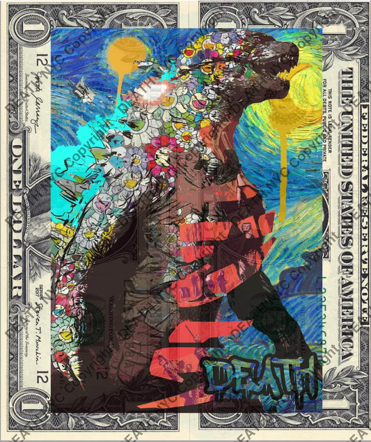 Auction DOUBLE USD $1 Original artwork 060622D13 godz - Art Print