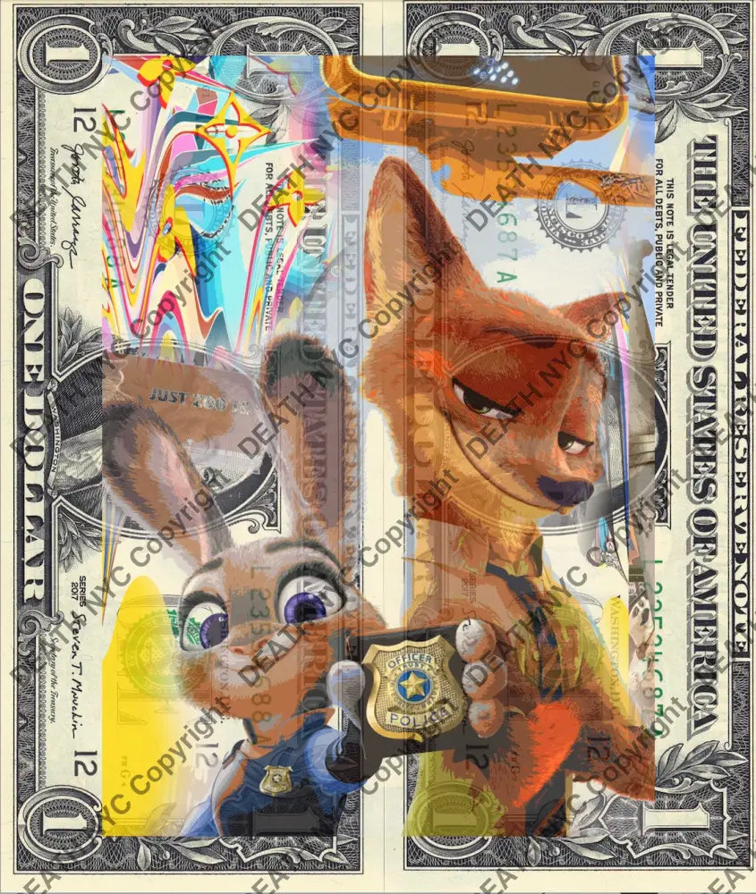 Auction DOUBLE USD $1 Original artwork 061225D2 zoo Art Print