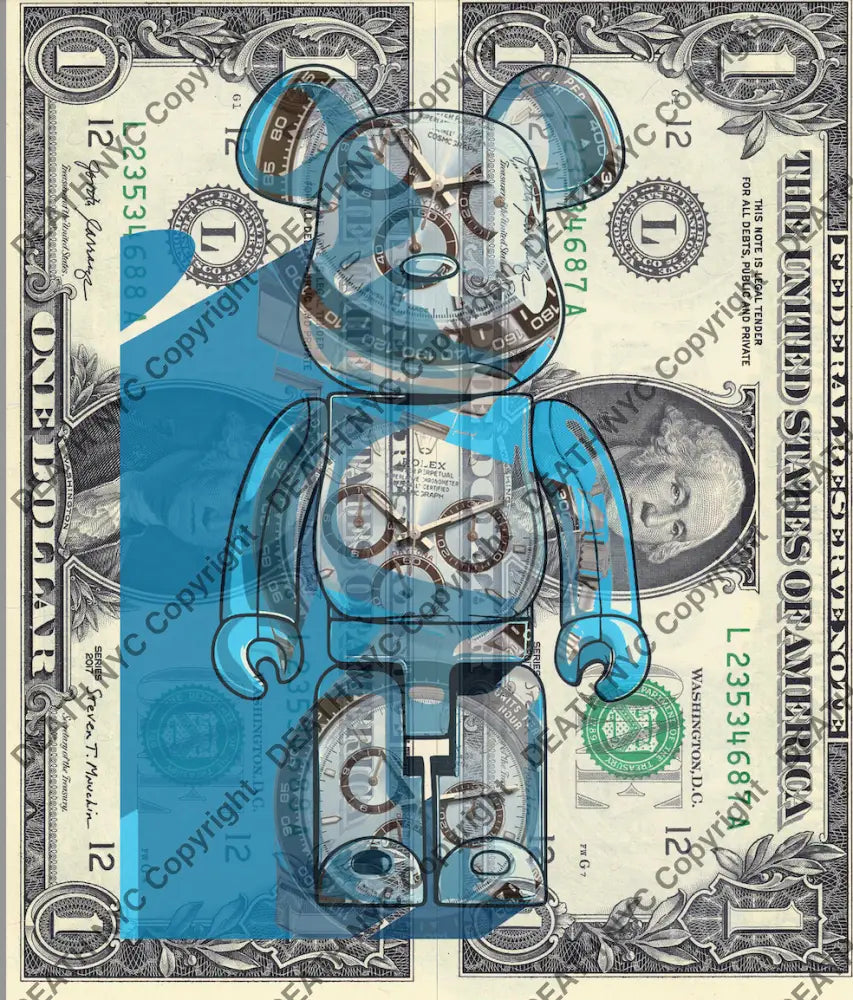 Auction DOUBLE USD $1 Original artwork 061225D5 bear Art Print