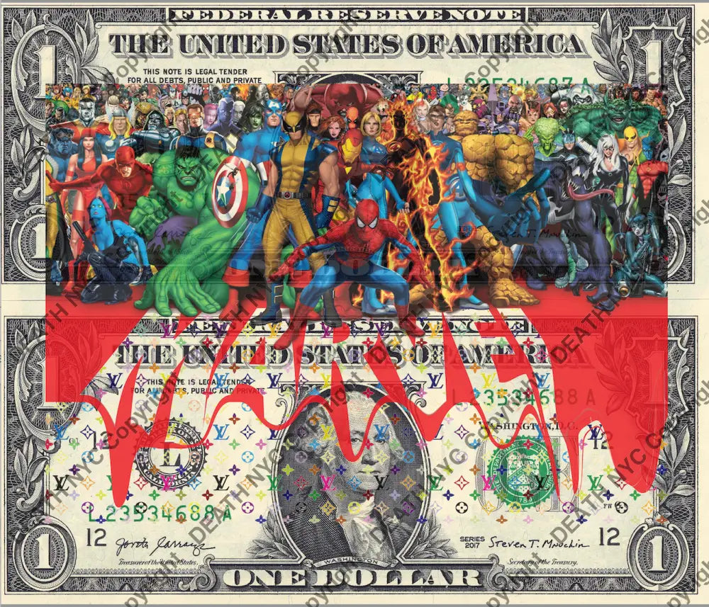 Auction DOUBLE USD $1 Original artwork 081123D12 aveng - Art Print
