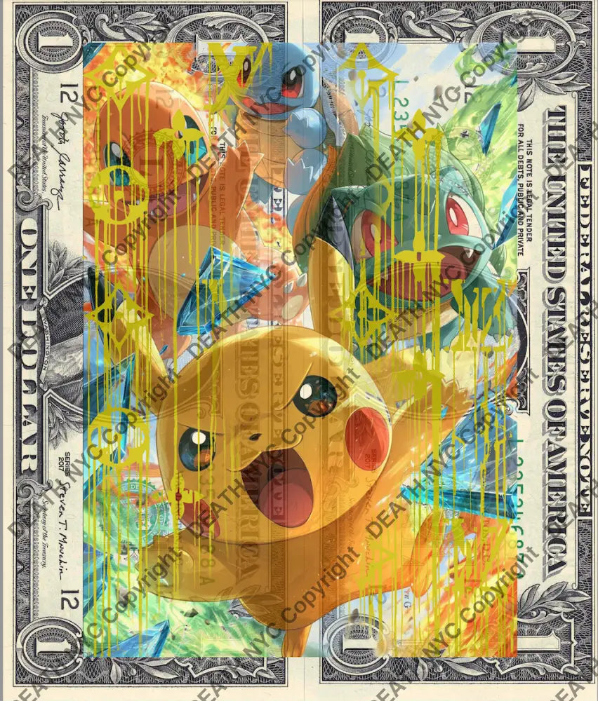 Auction DOUBLE USD $1 Original artwork 090926D18 p k - Art Print