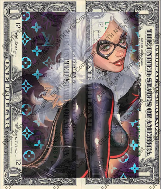 Auction DOUBLE USD $1 Original artwork 090926D8 cat - Art Print