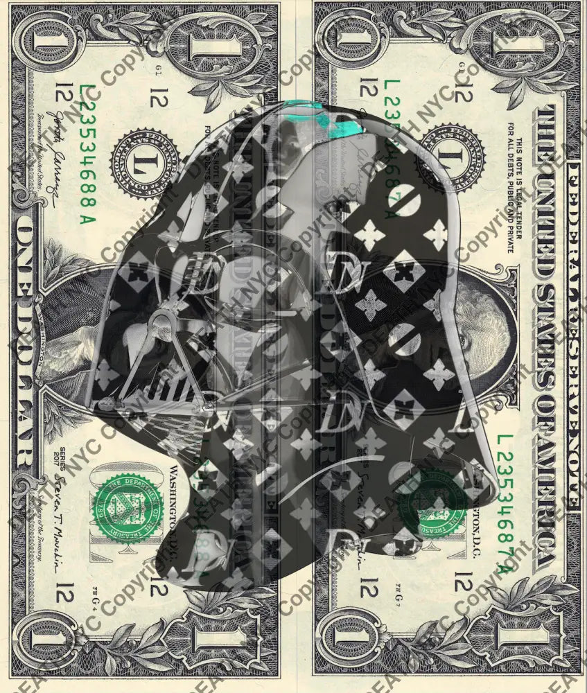 Auction DOUBLE USD $1 Original artwork 120821D1 v d r - Art Print