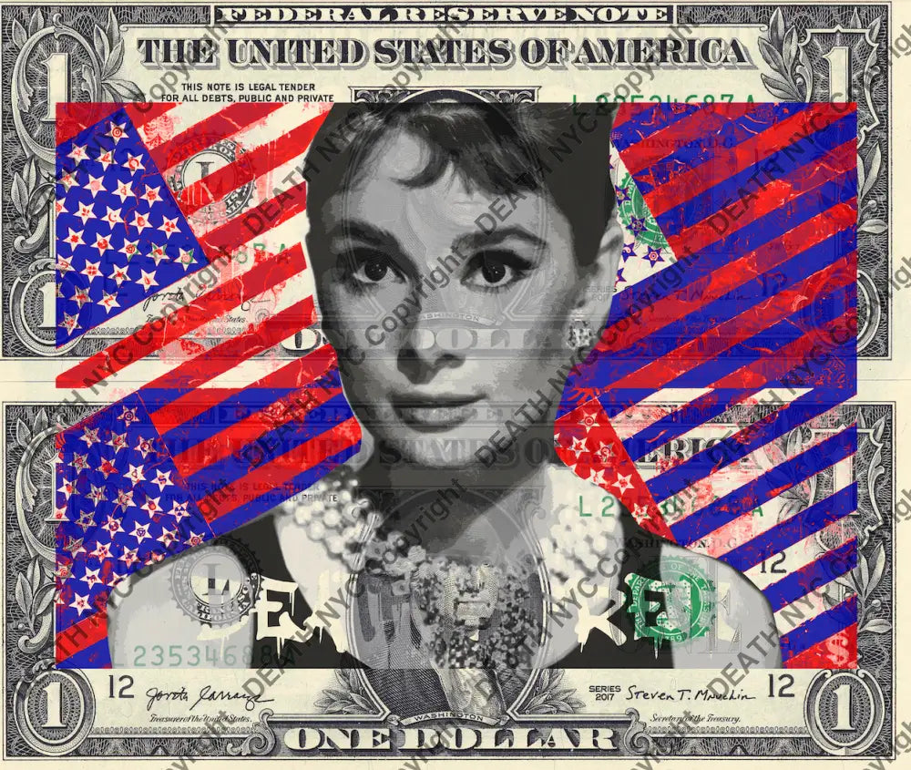 Auction DOUBLE USD $1 Original artwork 120823D28 audrey - Art Print