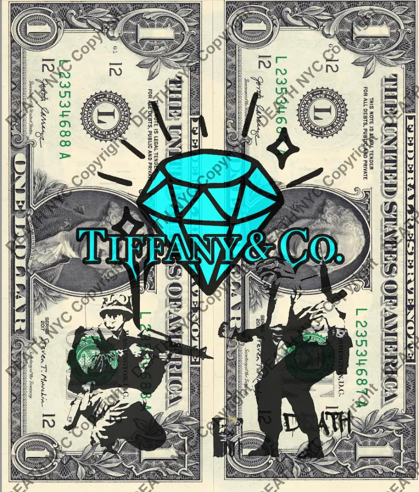 Auction DOUBLE USD $1 Original artwork 160223D5 bank - Art Print