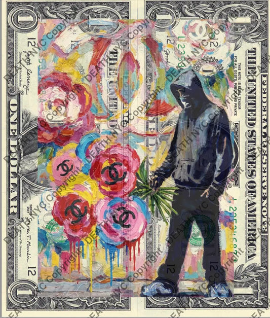 Auction DOUBLE USD $1 Original artwork 170426D16 bank - Art Print