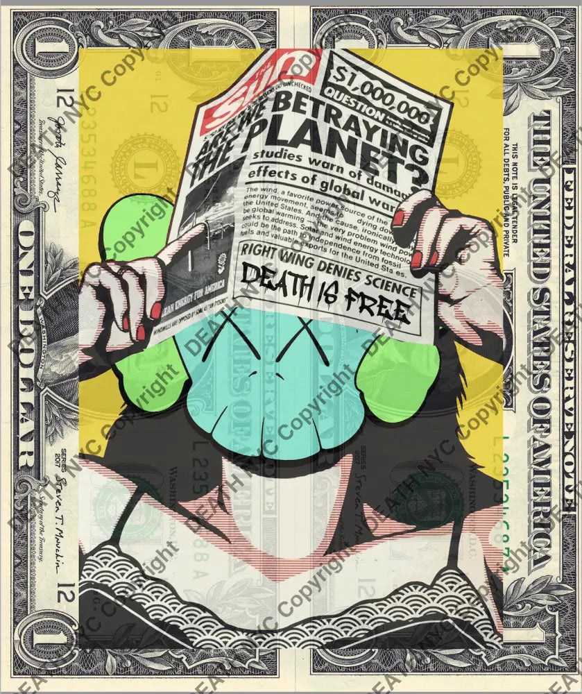 Auction DOUBLE USD $1 Original artwork 200721D22 x - Art Print