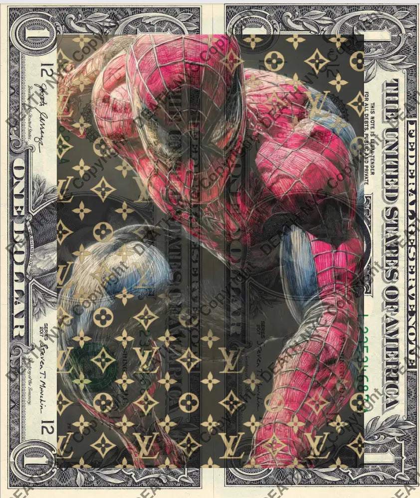 Auction DOUBLE USD $1 Original artwork 200926D13 spider - Art Print