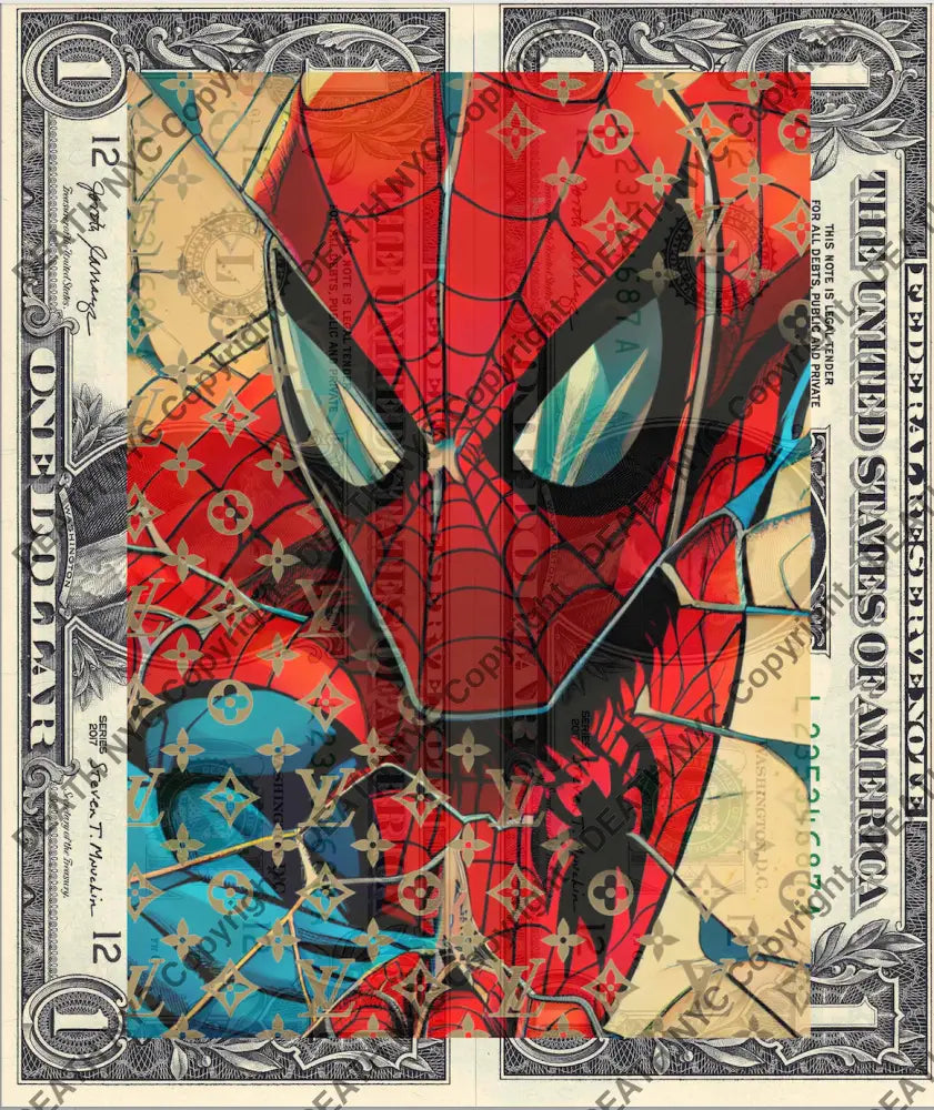 Auction DOUBLE USD $1 Original artwork 200926D18 spider - Art Print